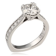 Regal Millegrain Cathedral Engagement Ring